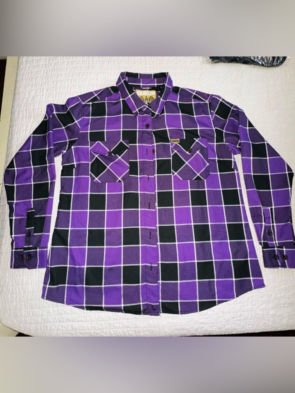 Dixxon The Crown Women’s Flannel Purple & Black Plaid button up